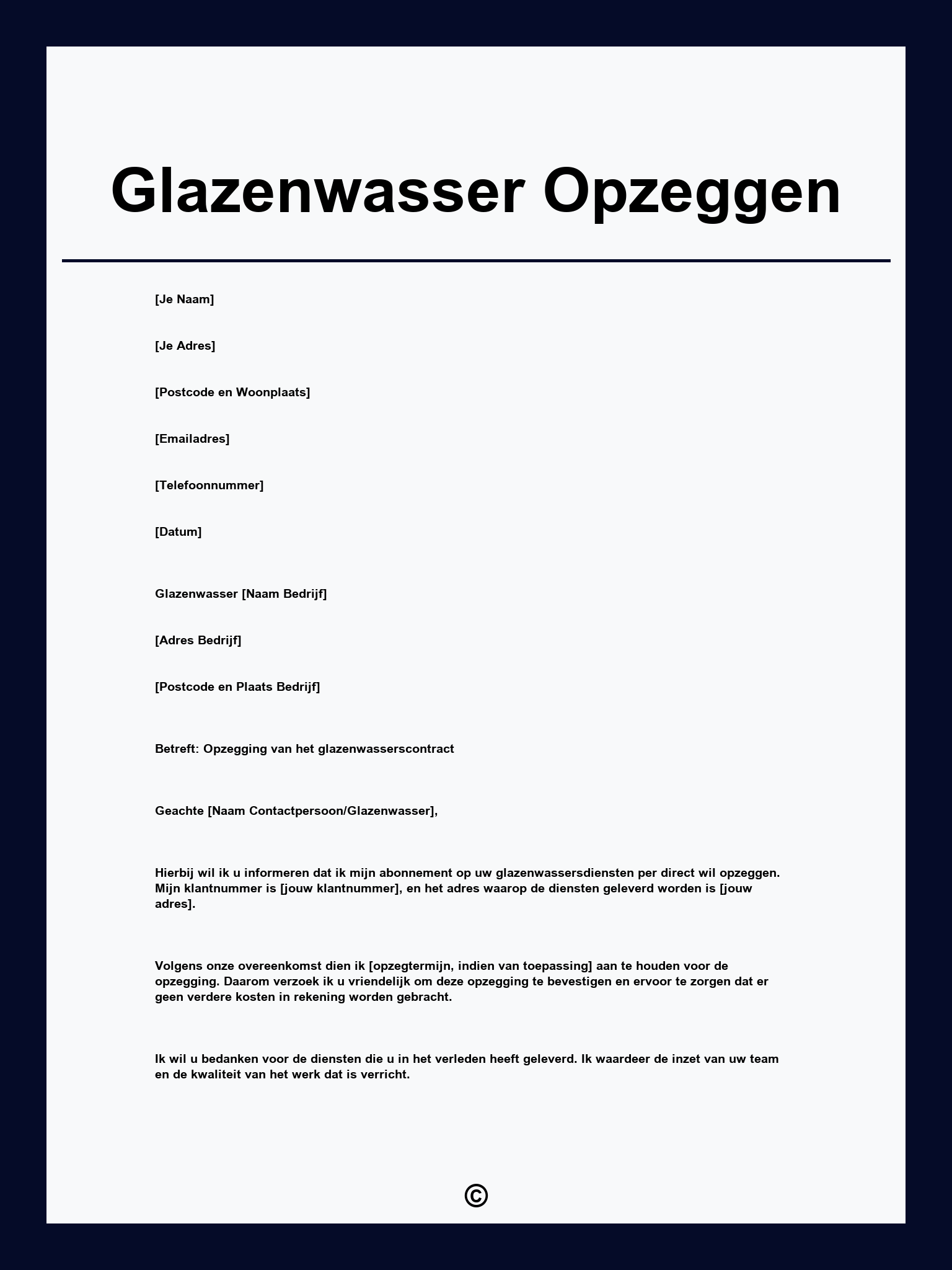 Glazenwasser Opzeggen