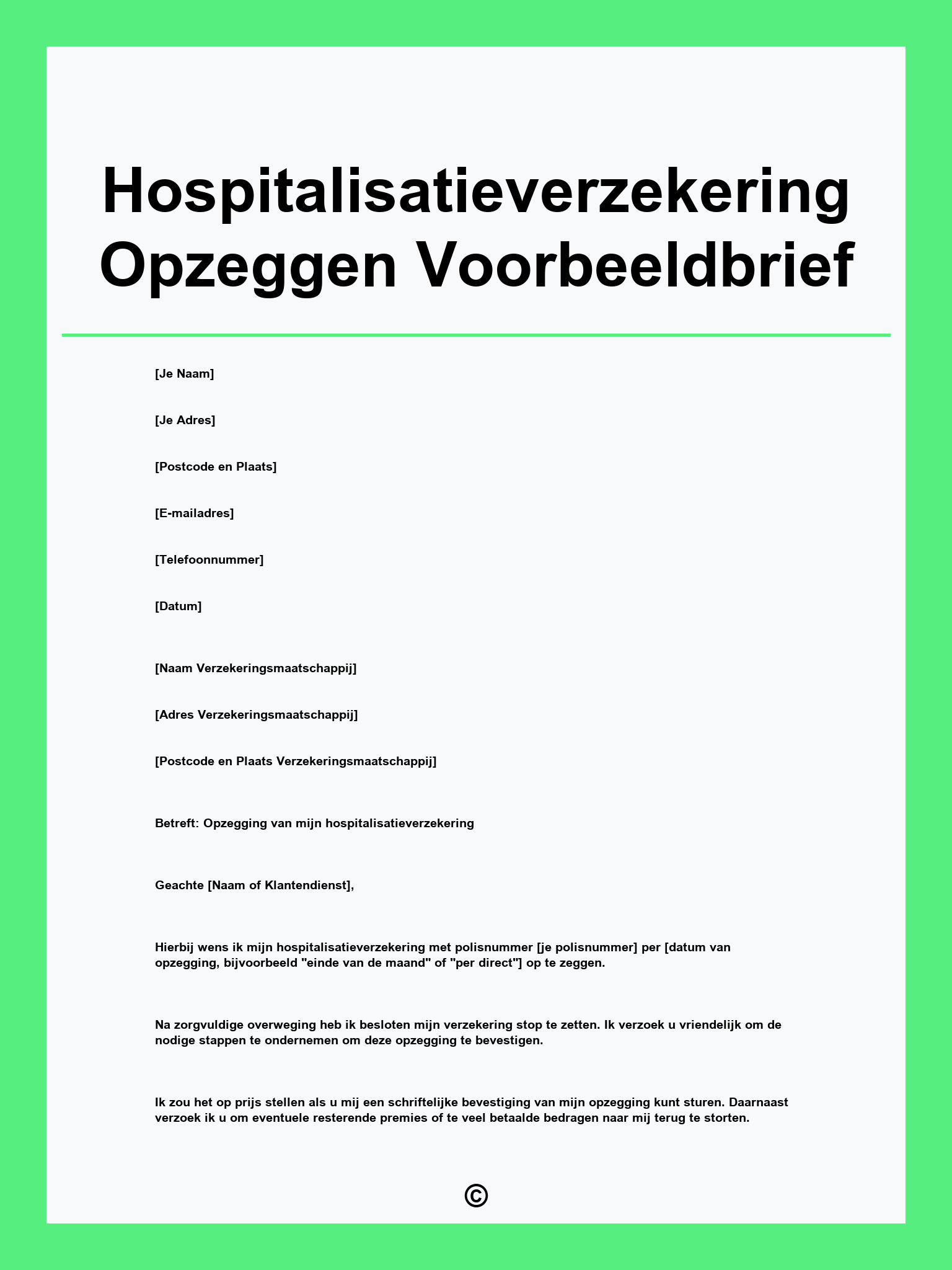 Hospitalisatieverzekering Opzeggen Voorbeeldbrief