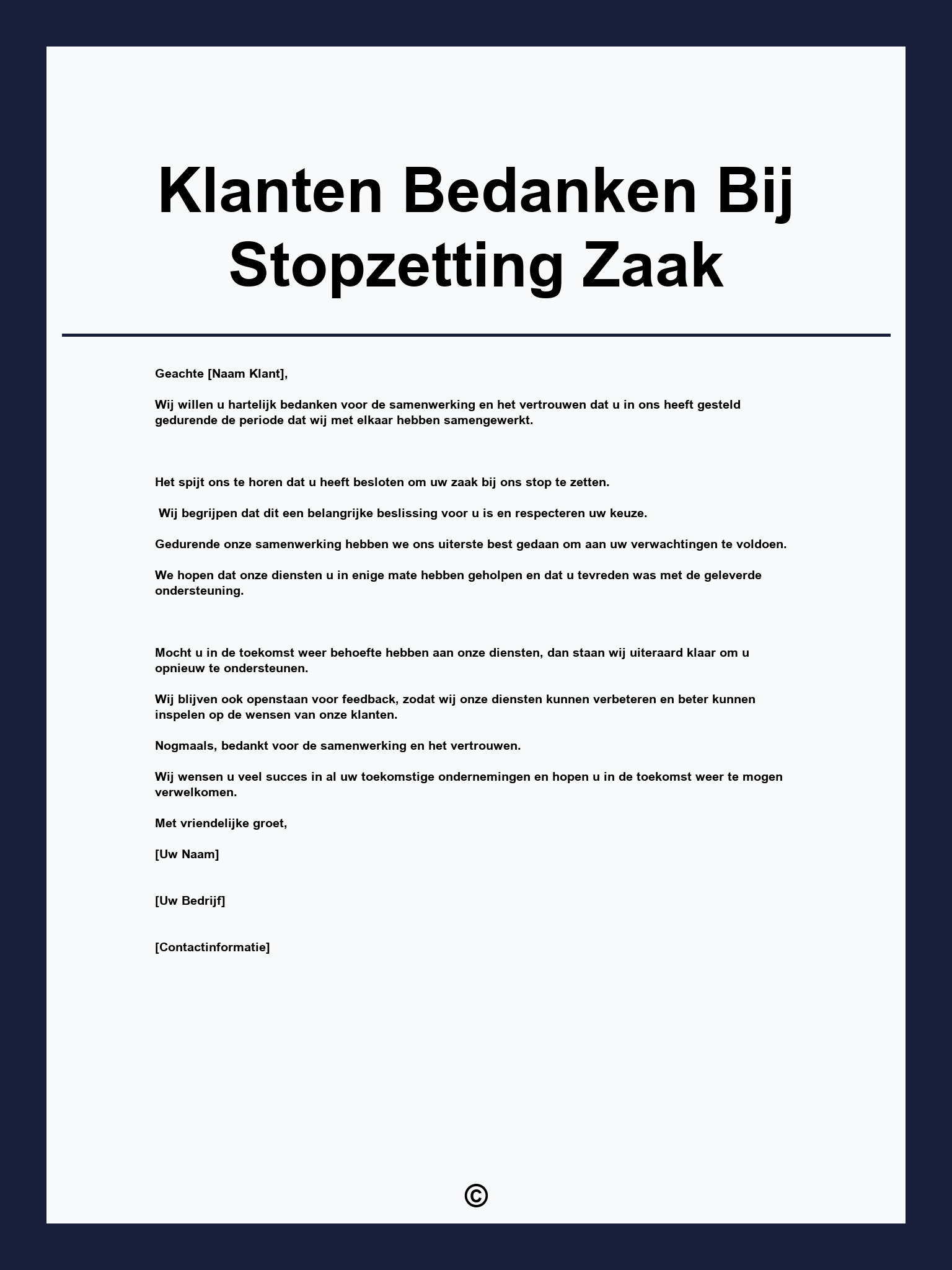Klanten Bedanken Bij Stopzetting Zaak