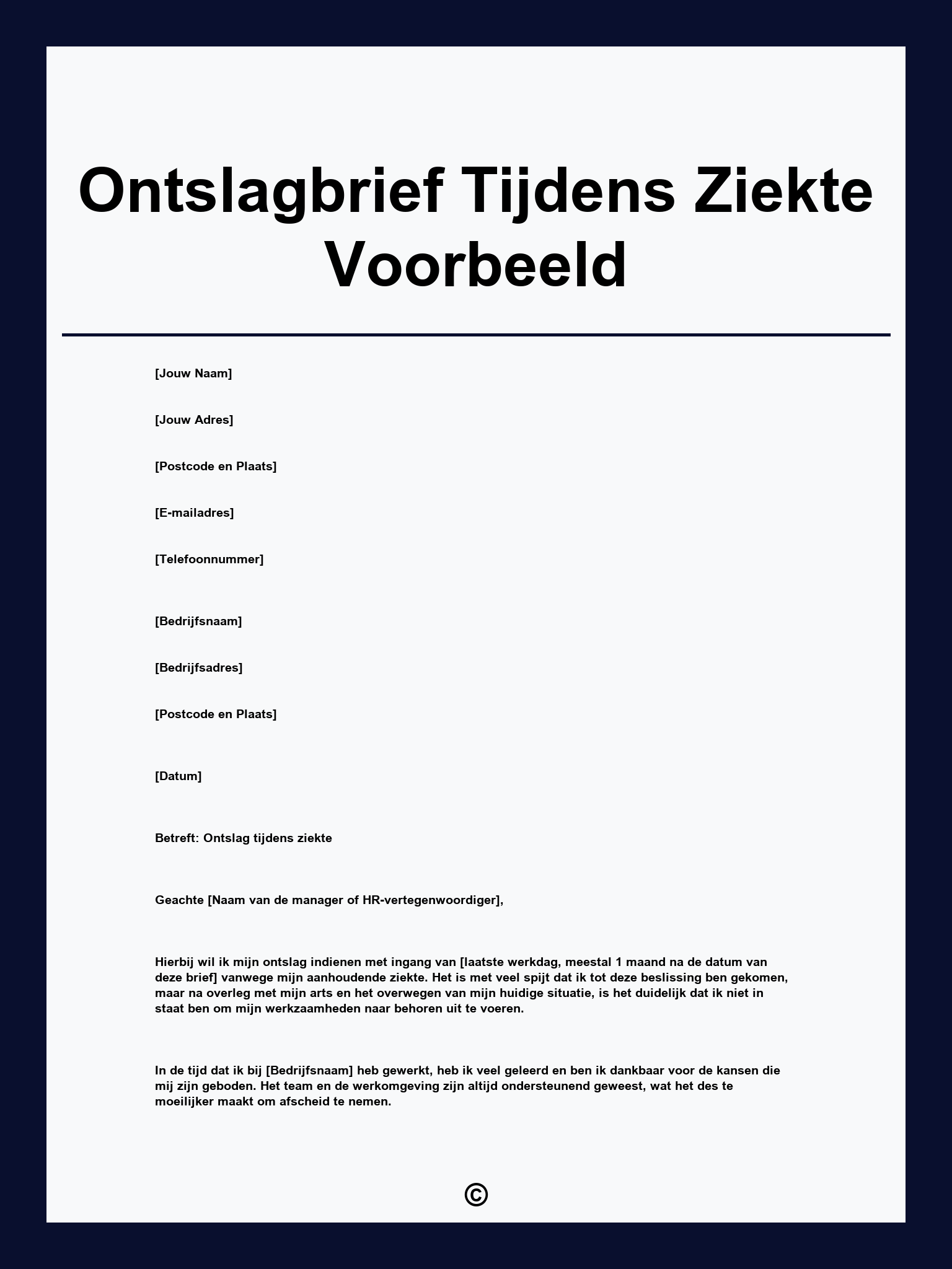 Ontslagbrief Tijdens Ziekte Voorbeeld