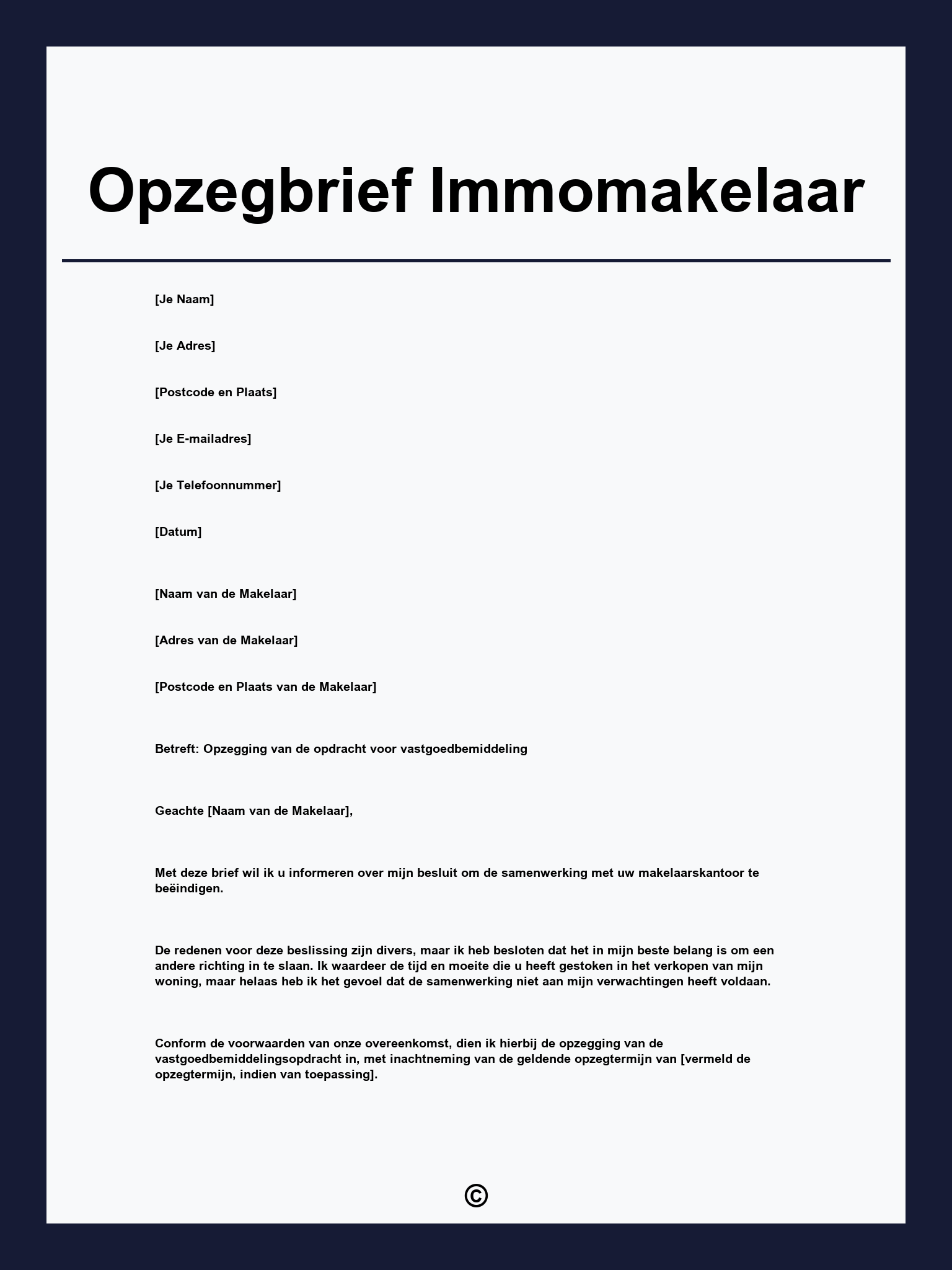 Opzegbrief Immomakelaar