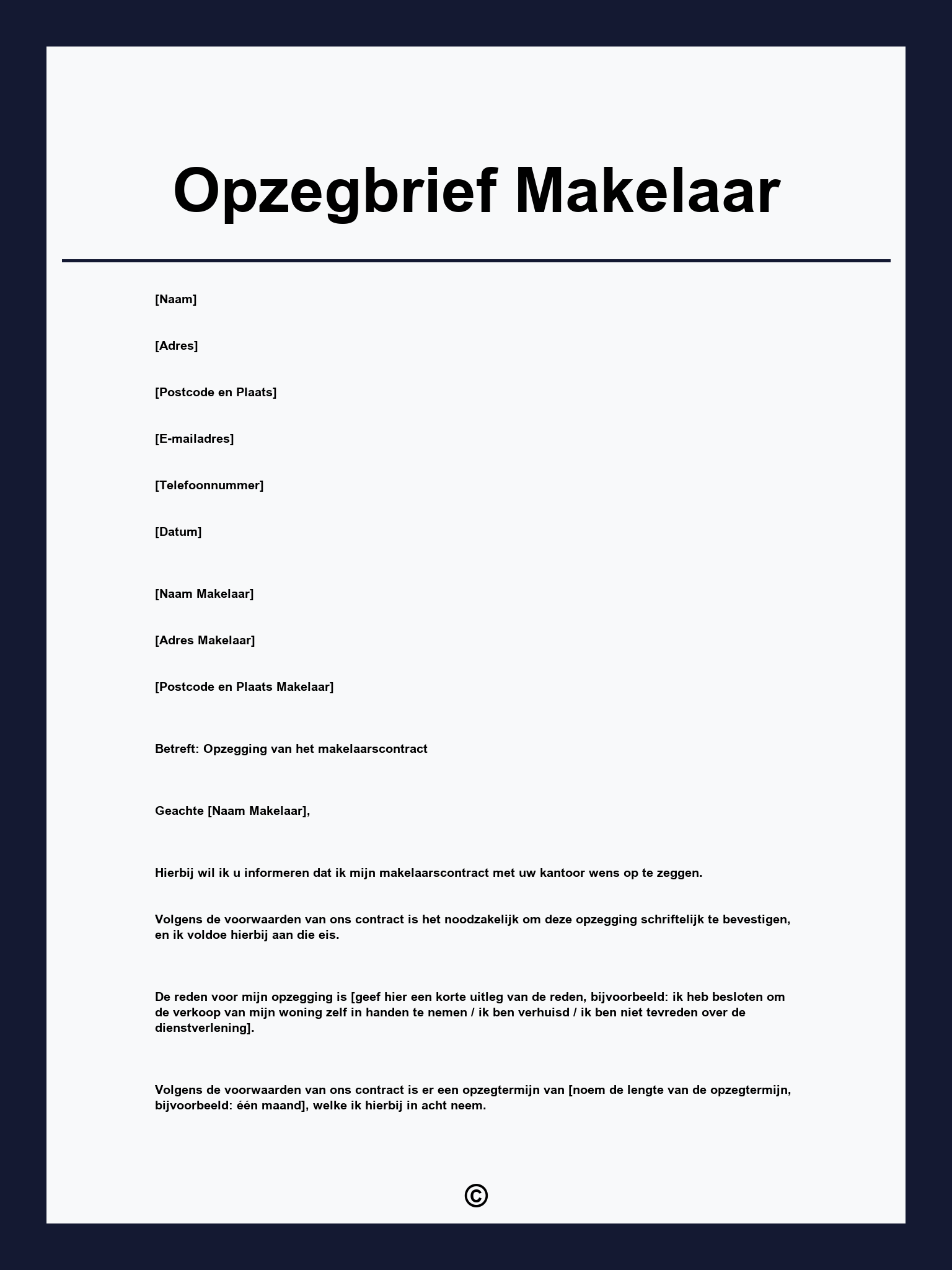 Opzegbrief Makelaar