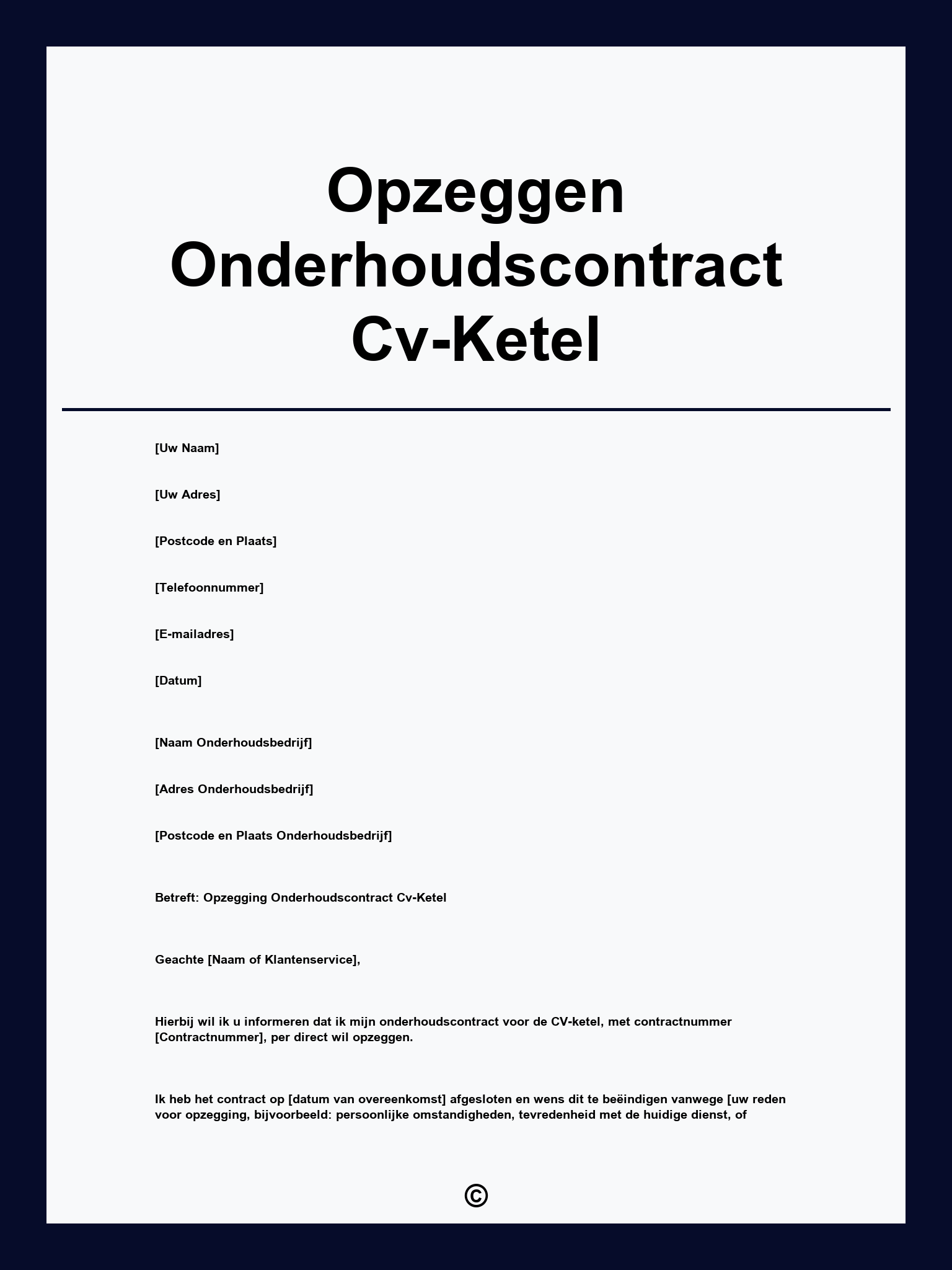 Opzeggen Onderhoudscontract Cv-Ketel