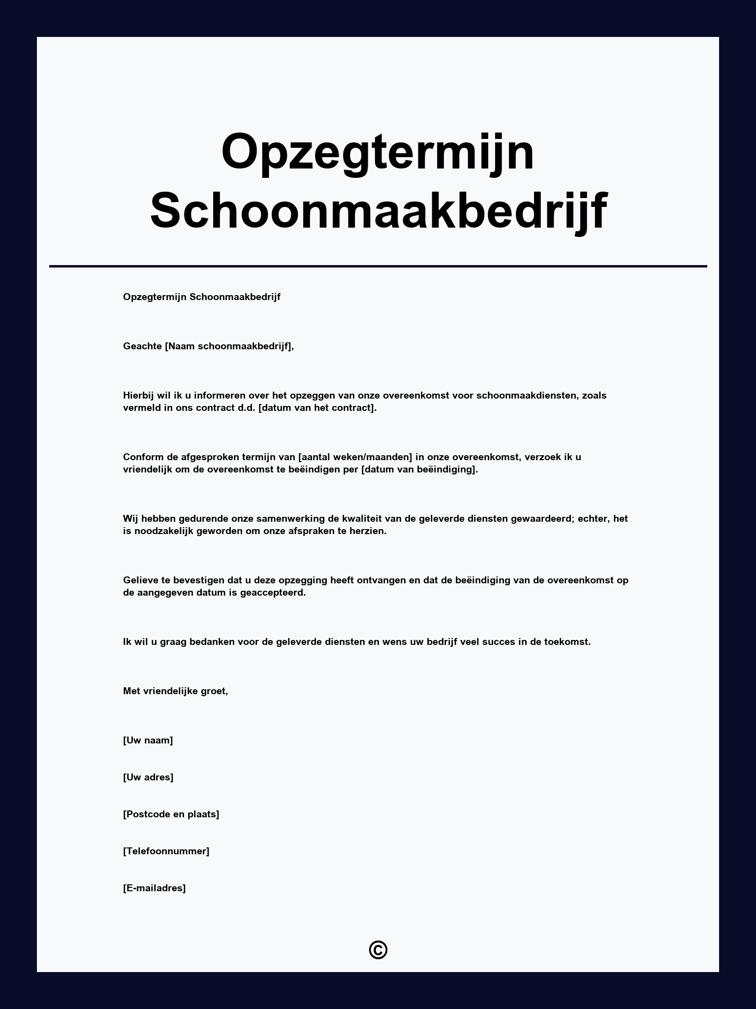 Opzegtermijn Schoonmaakbedrijf