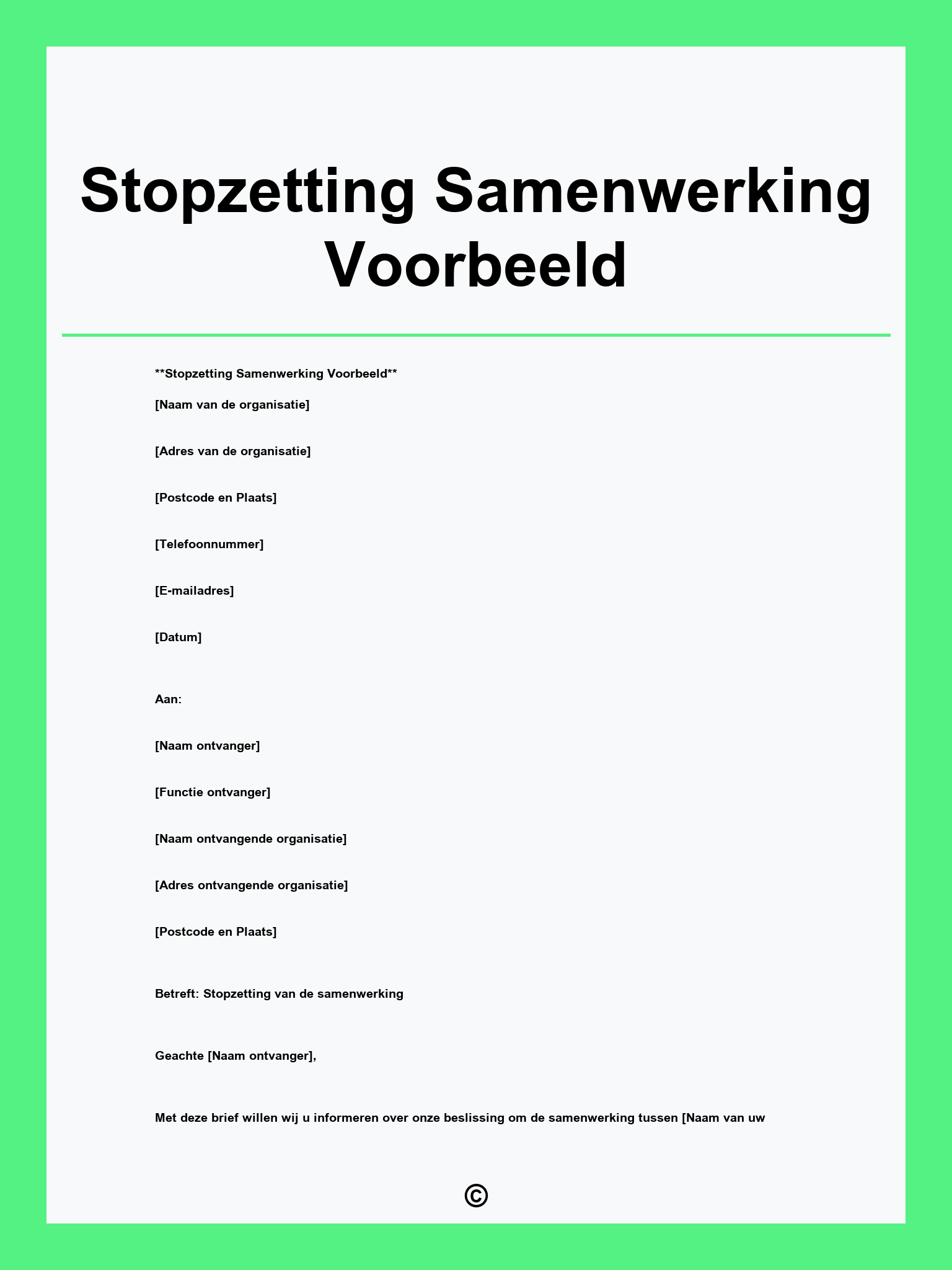 Stopzetting Samenwerking Voorbeeld