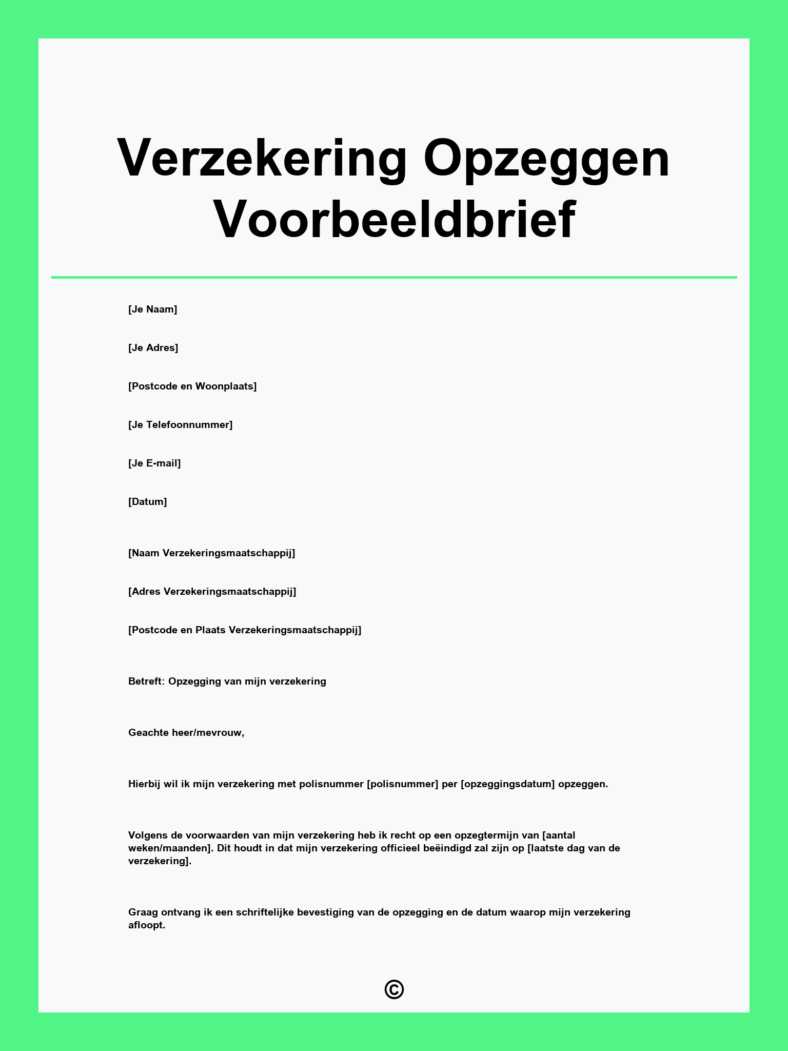 Verzekering Opzeggen Voorbeeldbrief