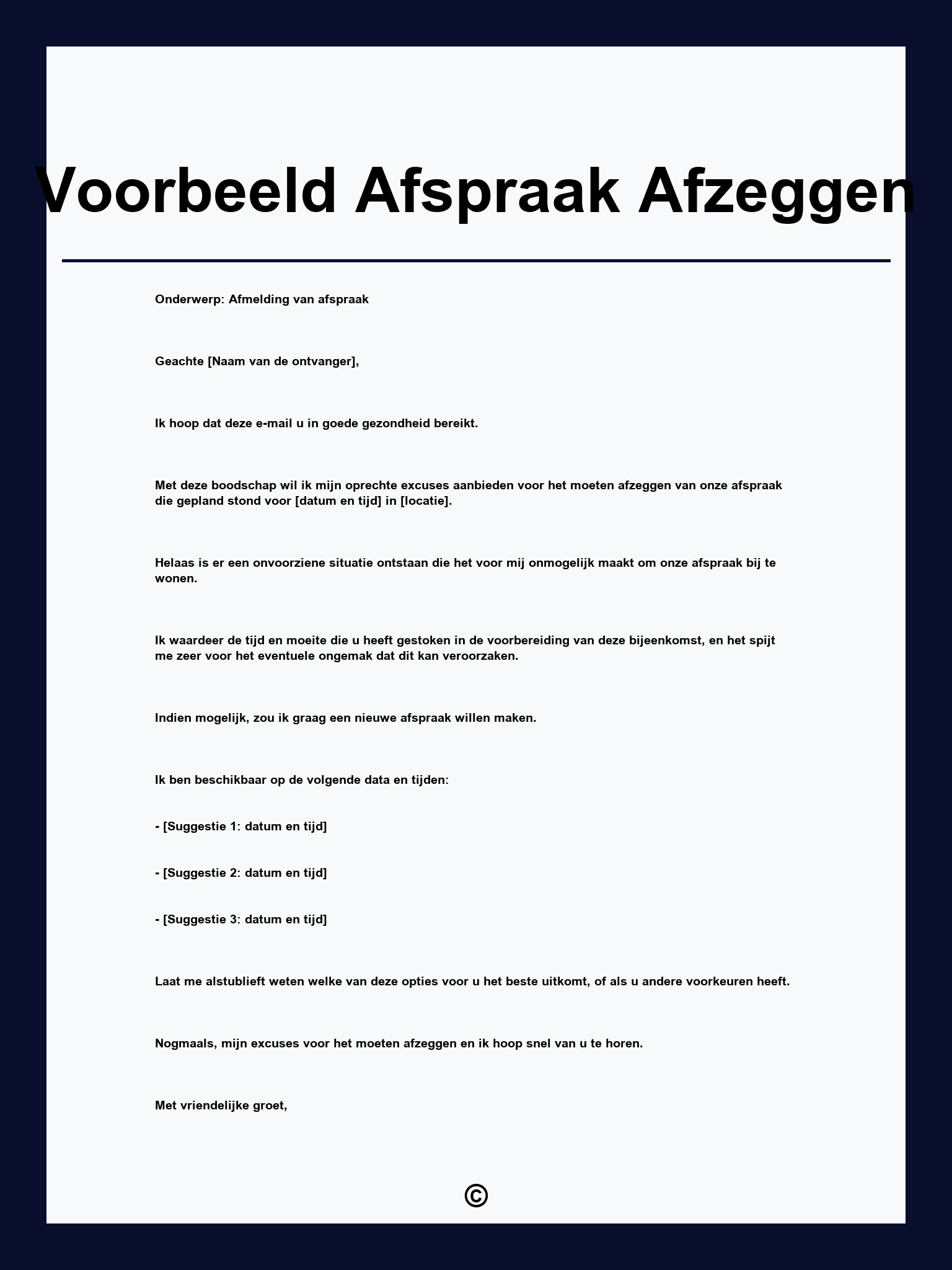 Voorbeeld Afspraak Afzeggen