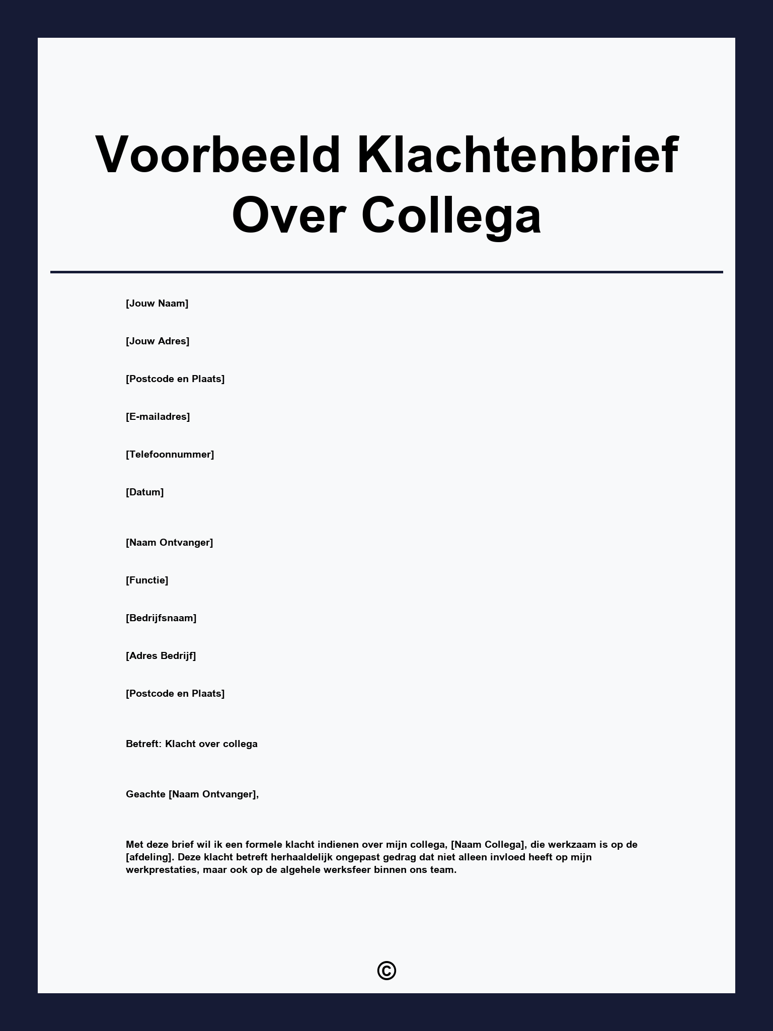Voorbeeld Klachtenbrief Over Collega