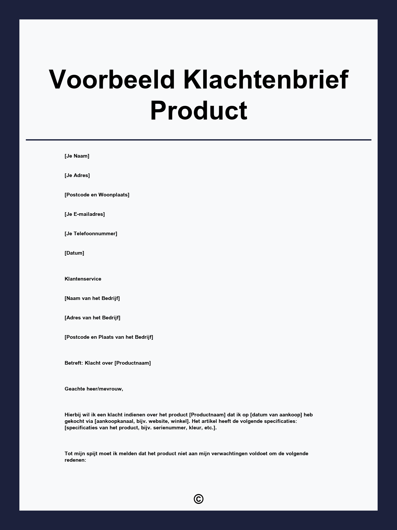 Voorbeeld Klachtenbrief Product