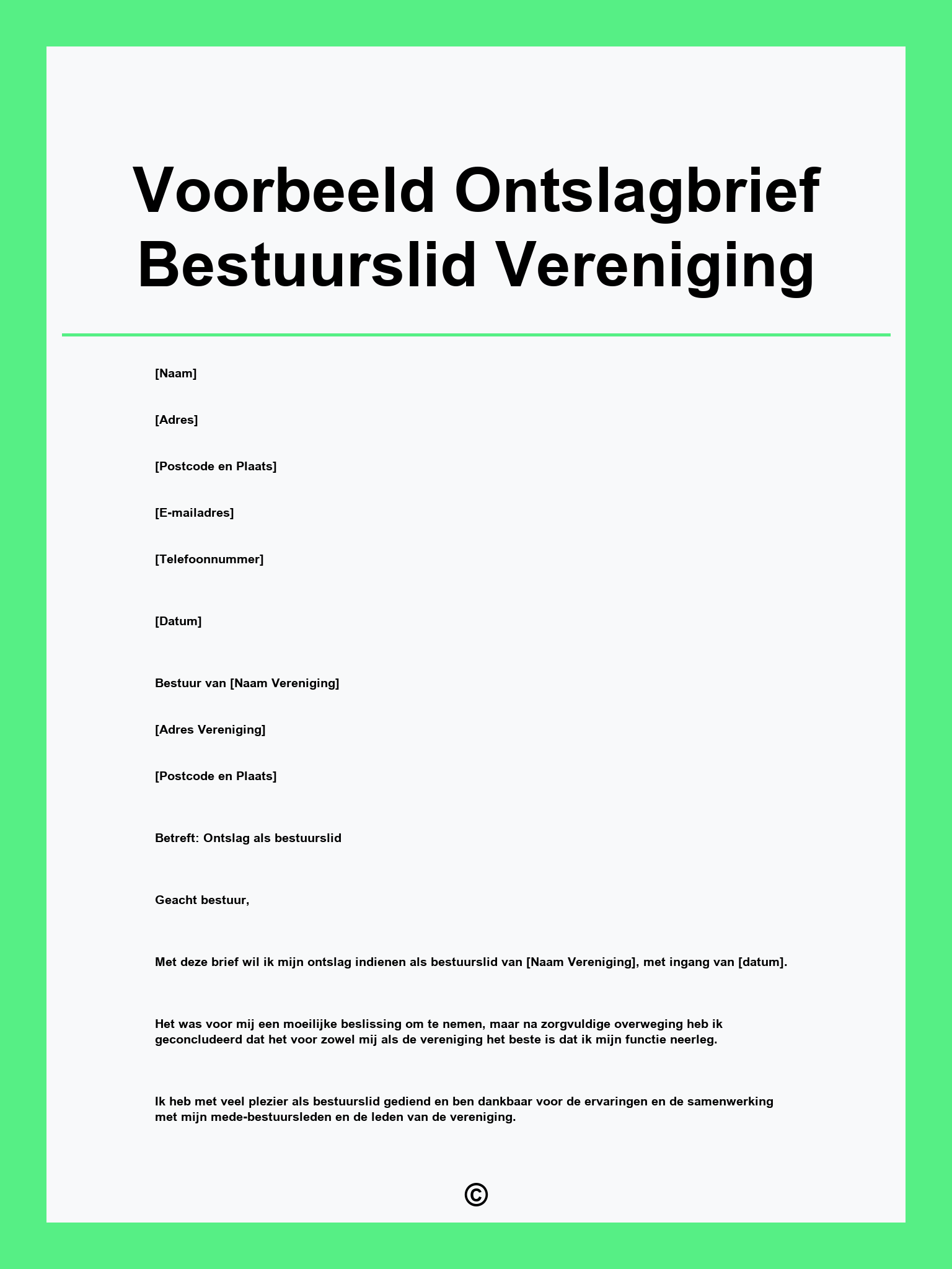 Voorbeeld Ontslagbrief Bestuurslid Vereniging