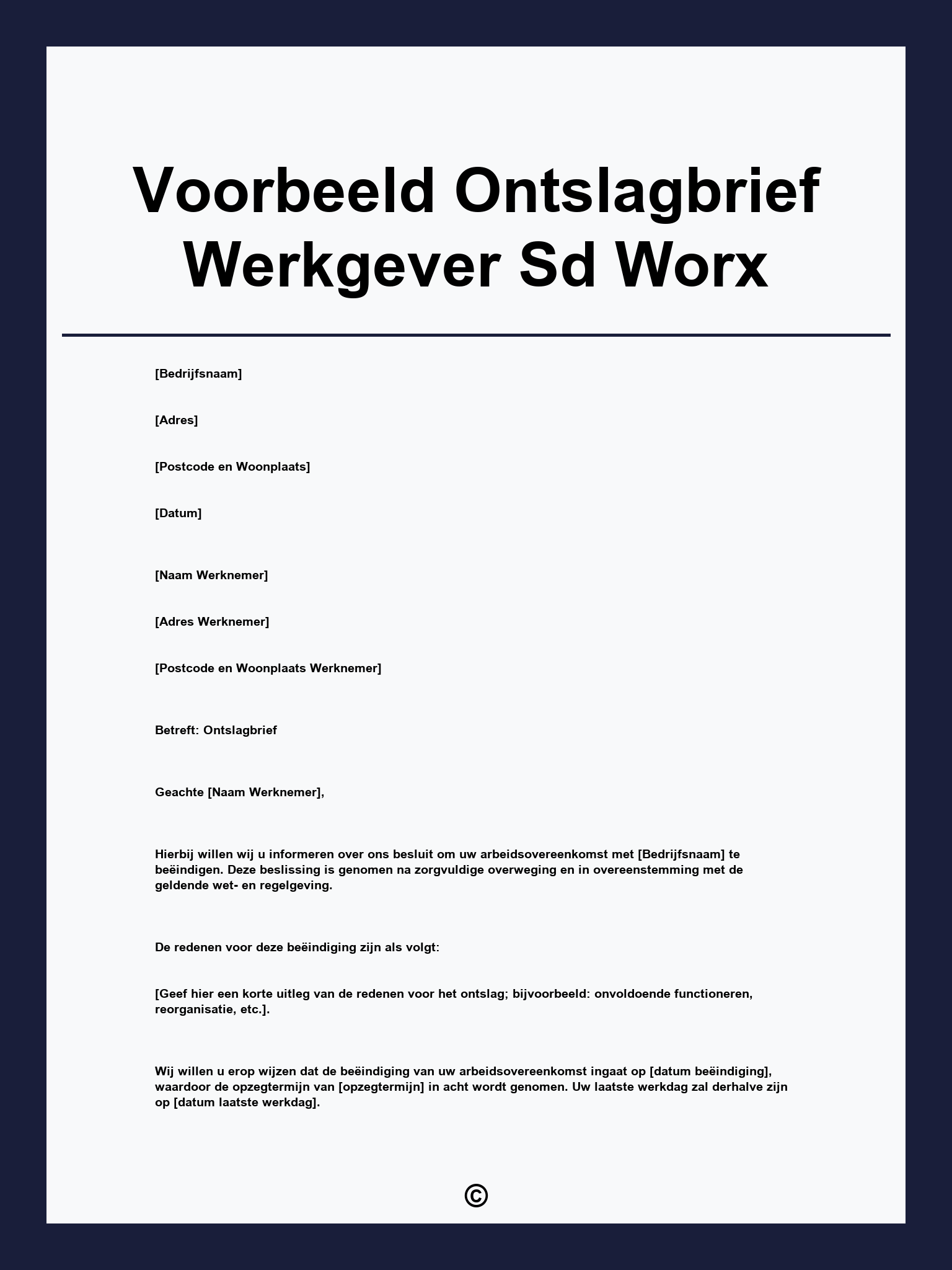 Voorbeeld Ontslagbrief Werkgever Sd Worx