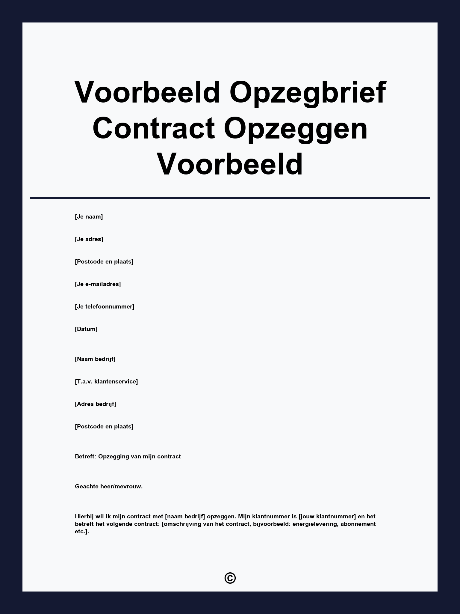 Voorbeeld Opzegbrief Contract Opzeggen Voorbeeld