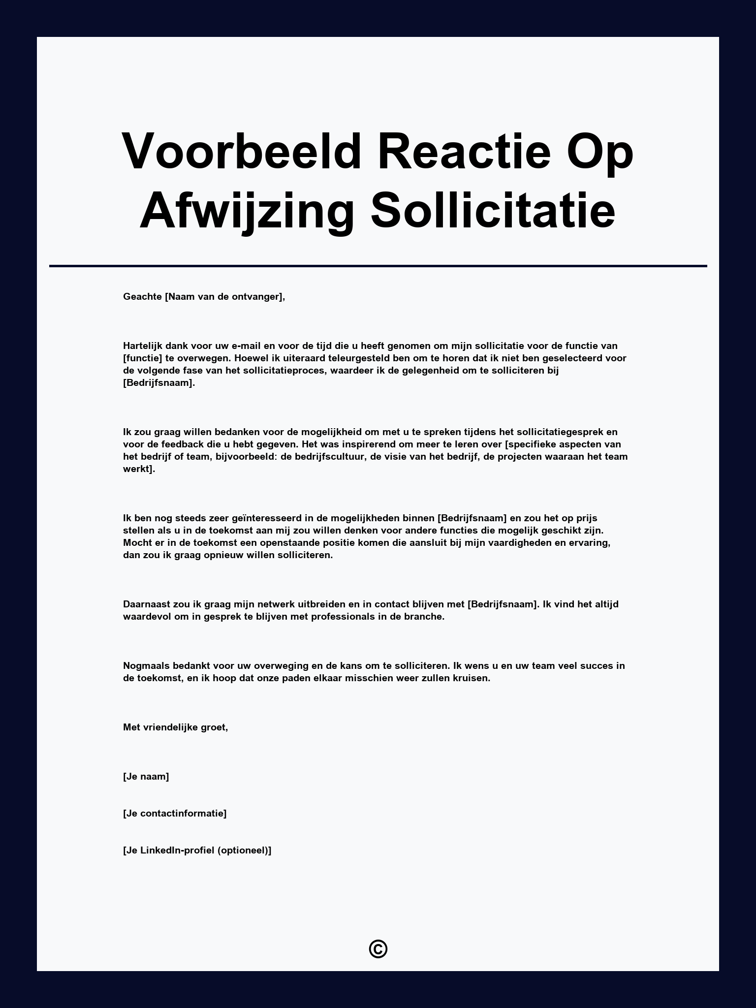 Voorbeeld Reactie Op Afwijzing Sollicitatie