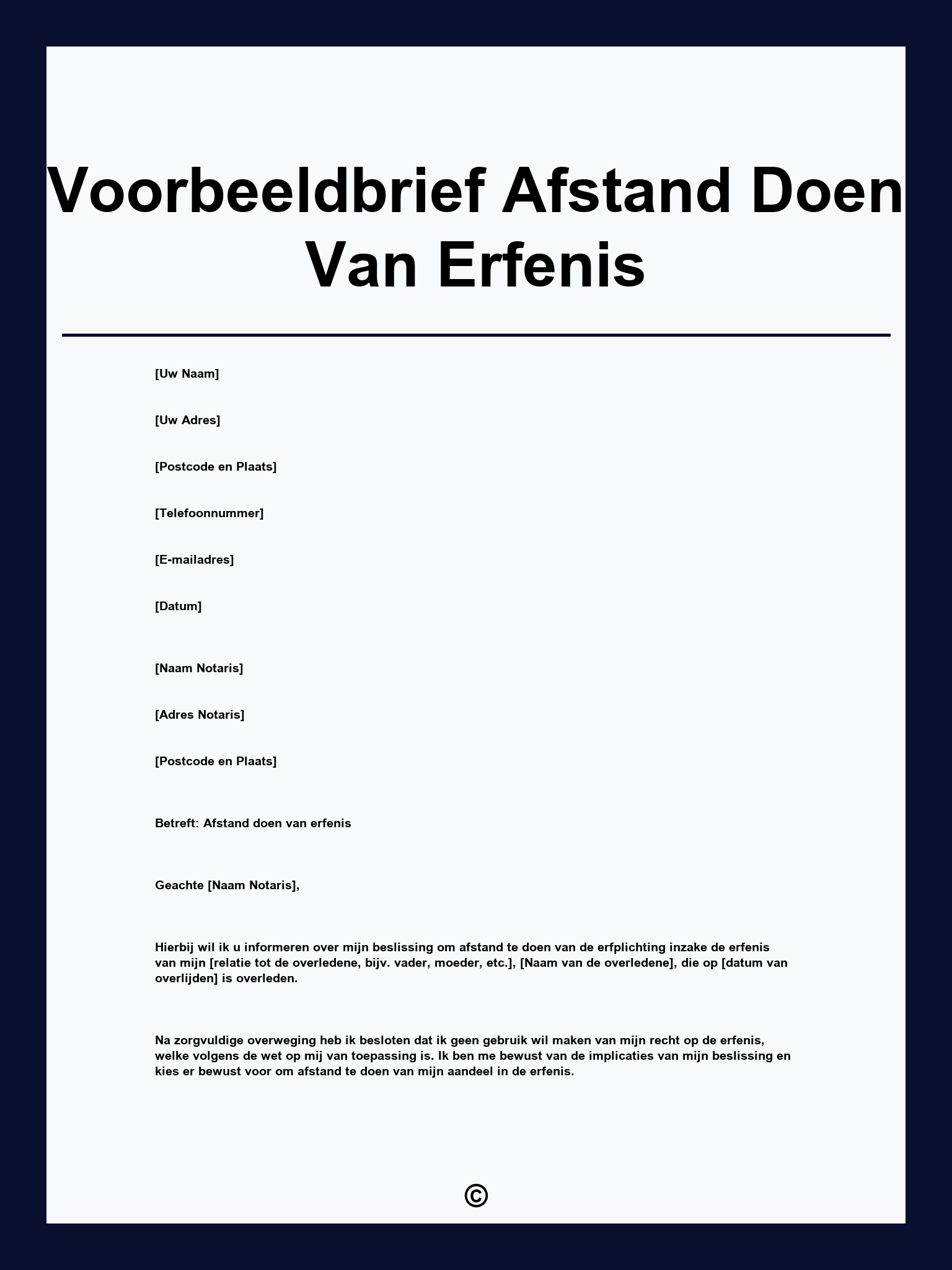 Voorbeeldbrief Afstand Doen Van Erfenis