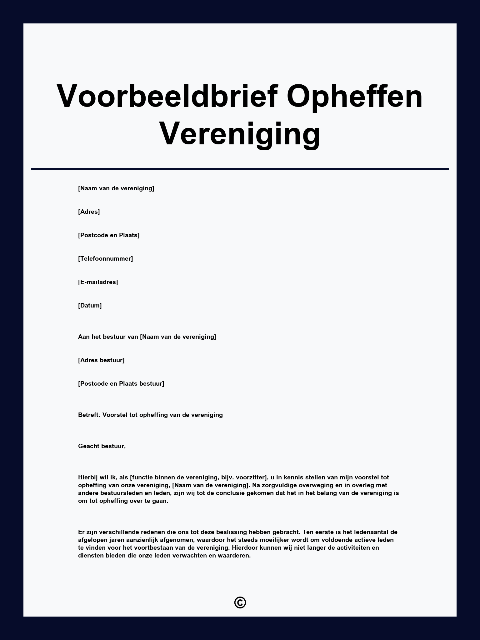 Voorbeeldbrief Opheffen Vereniging