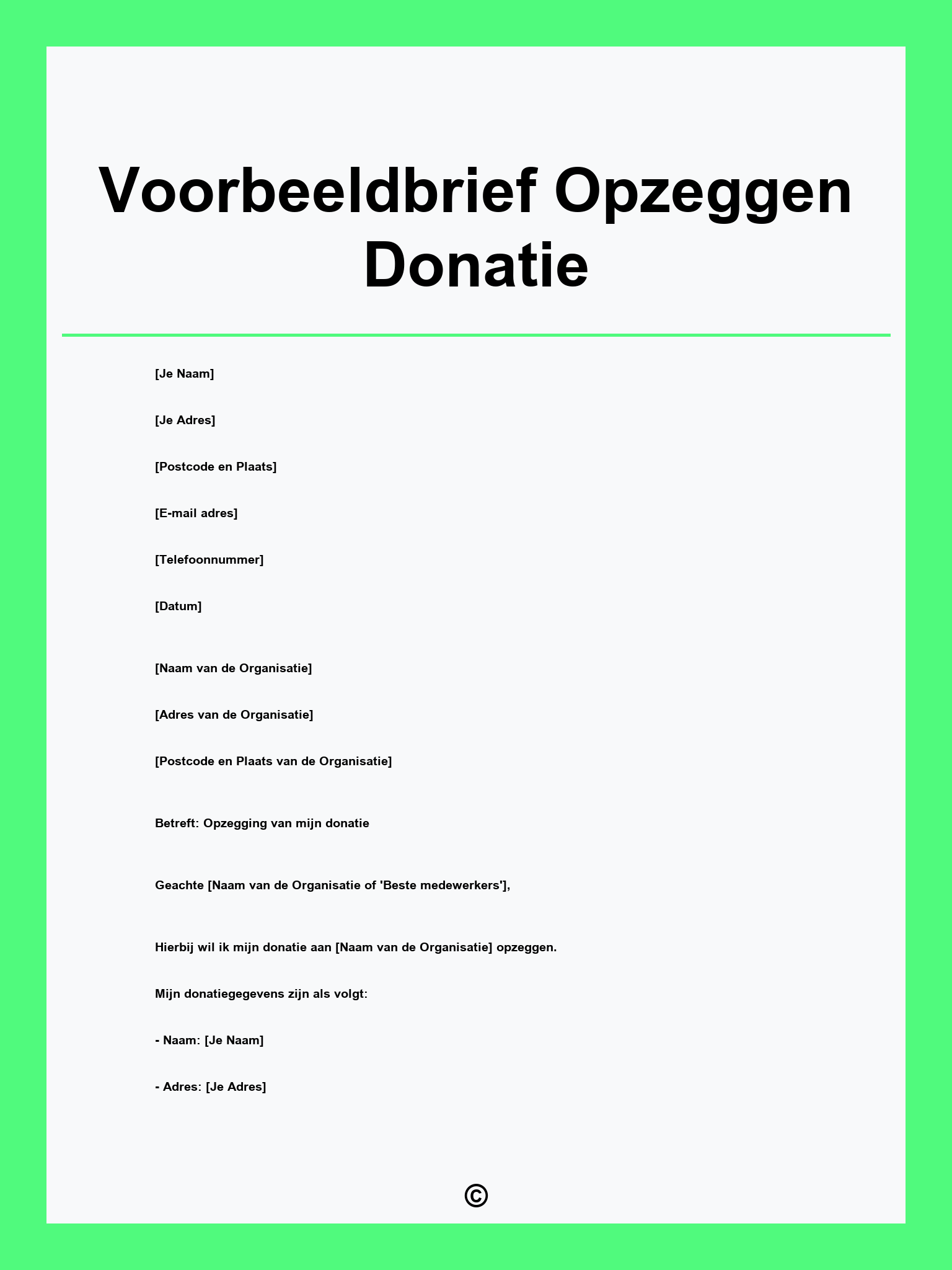Voorbeeldbrief Opzeggen Donatie