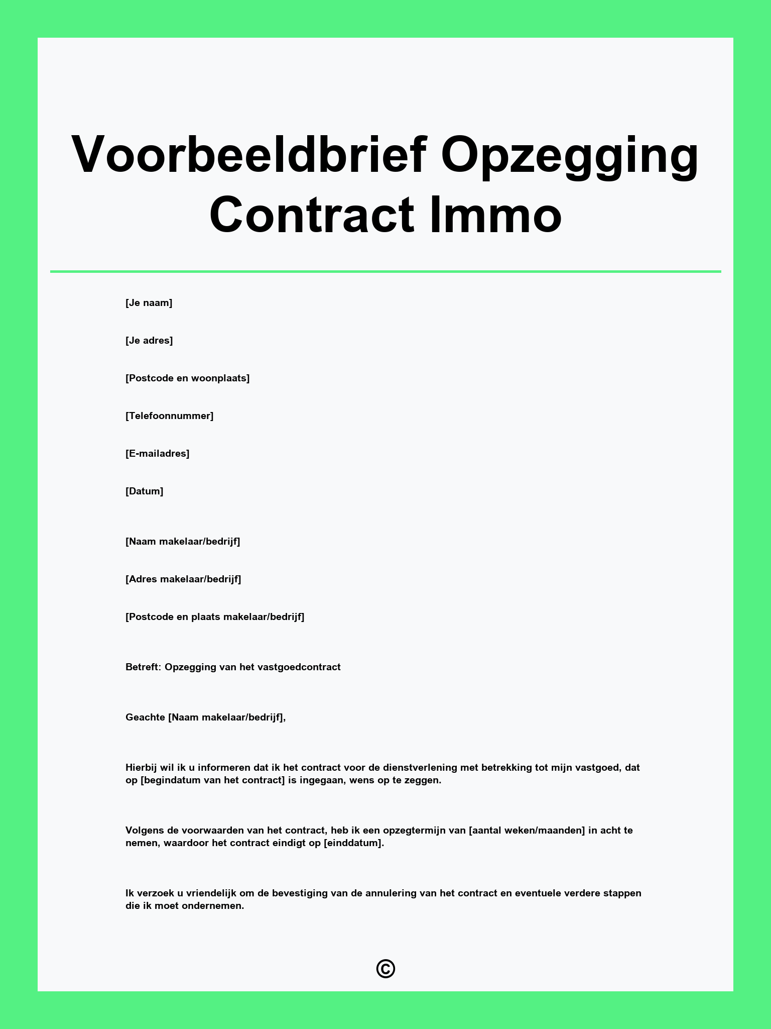Voorbeeldbrief Opzegging Contract Immo