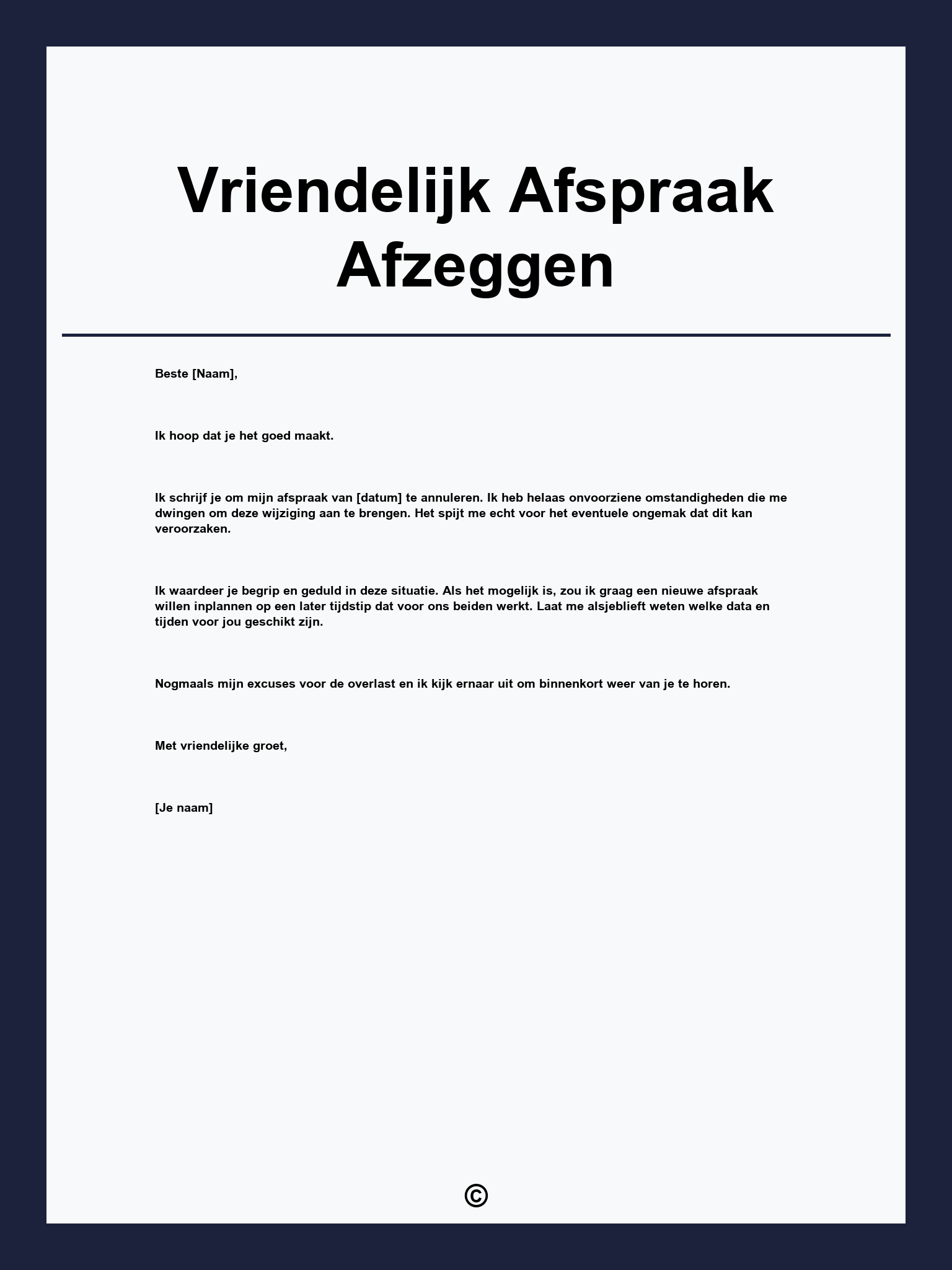 Vriendelijk Afspraak Afzeggen