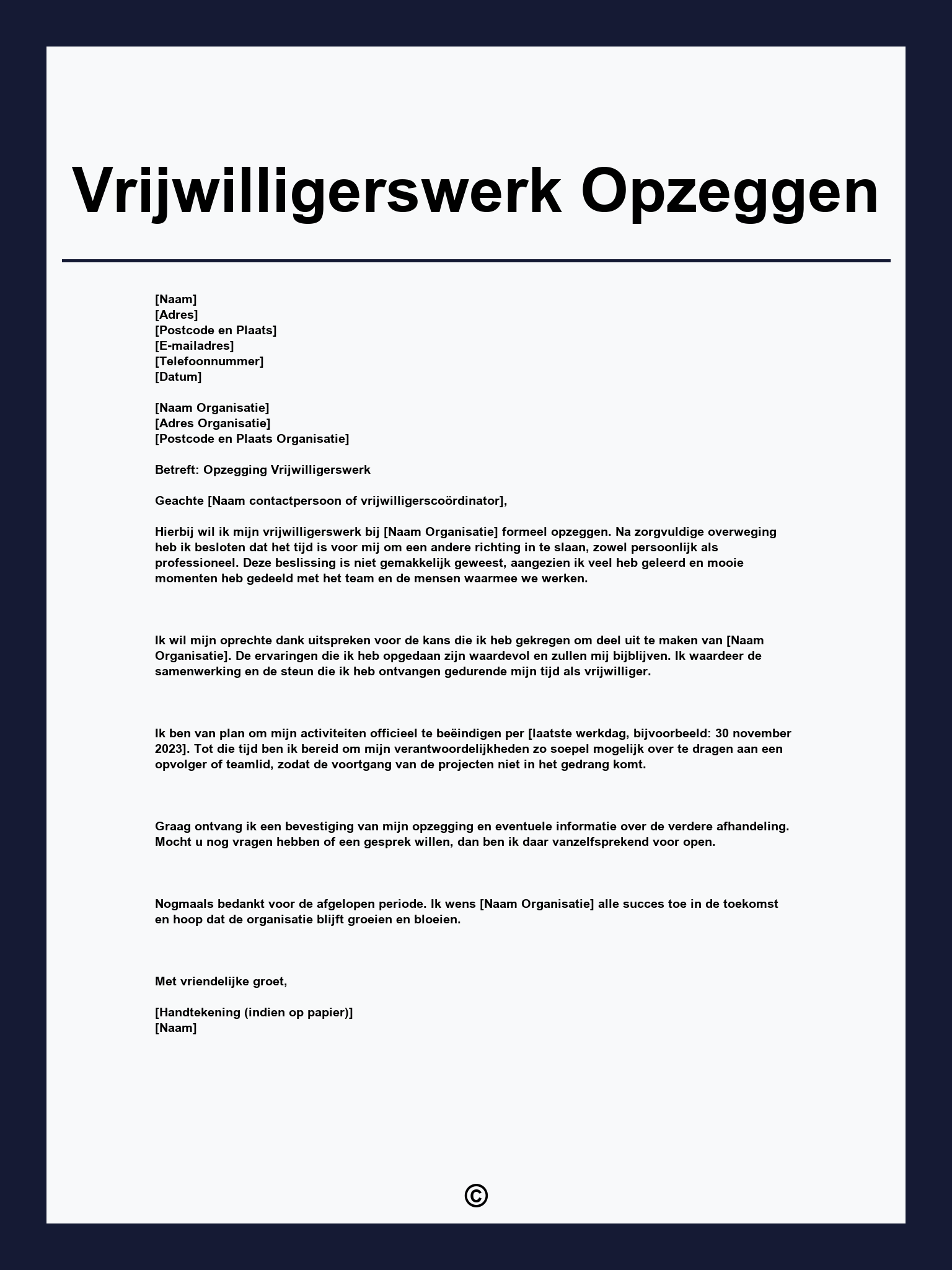 Vrijwilligerswerk Opzeggen